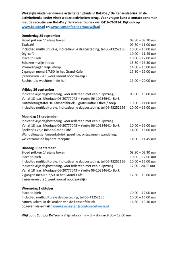 Week 25 september tm 1 oktober 2025