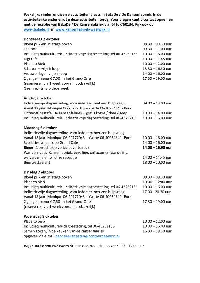 Week 2 oktober tm 8 oktober