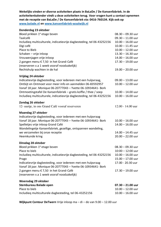 Week 23 oktober tm 29 oktober