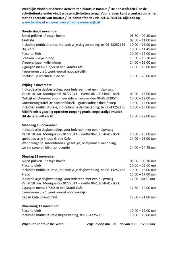 Week 6 november tm 12 november