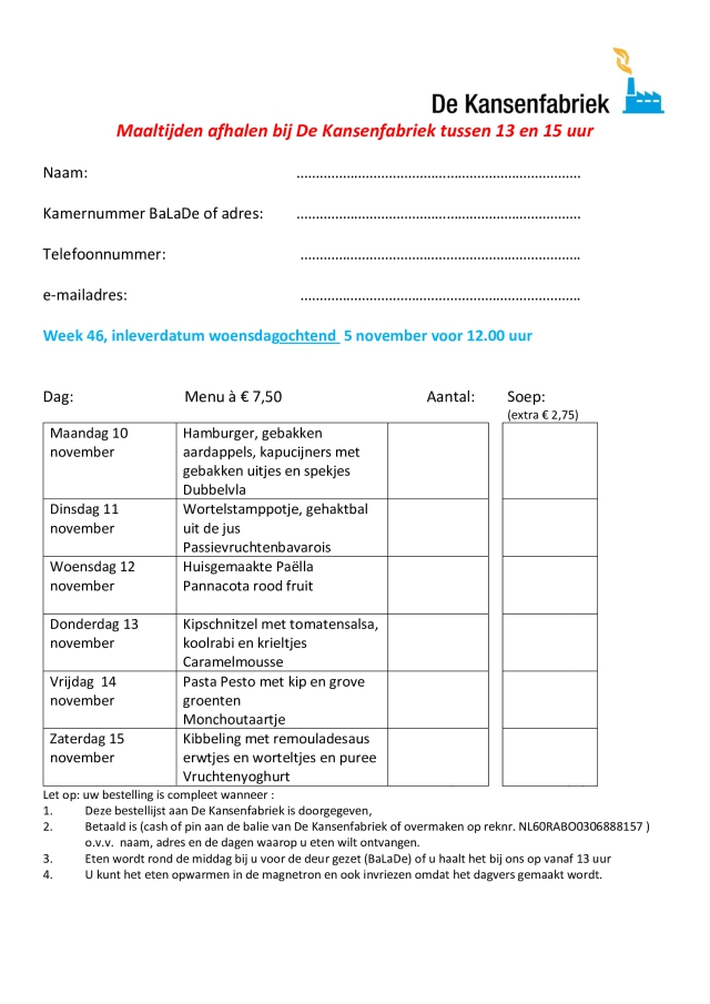 Bestellijst week 46 2025