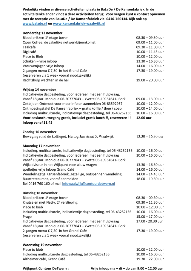 Week 13 november tm 19 november