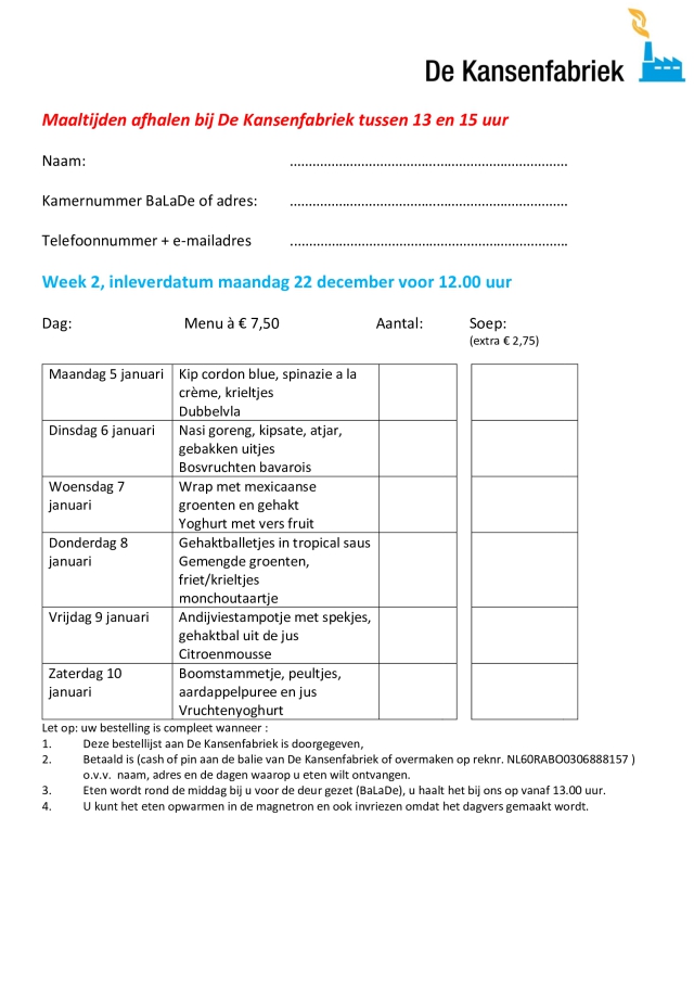 Bestellijst week 2 2026