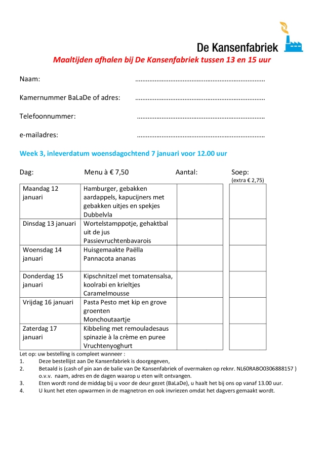 Bestellijst week 3 2026