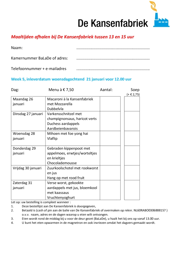 Bestellijst week 5 2026