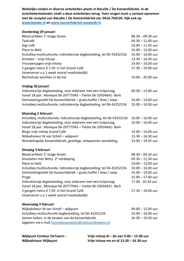 Week 29 januari tm 4 februari