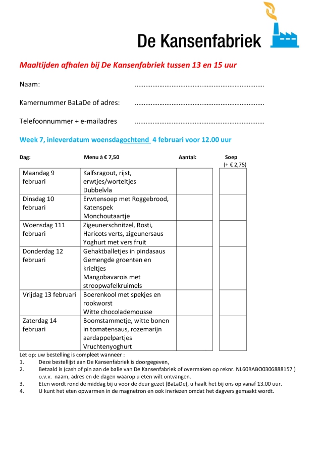 Bestellijst week 7 2026