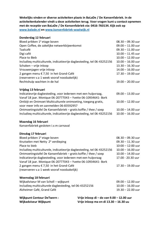 Week 12 februari tm 18 februari 2026