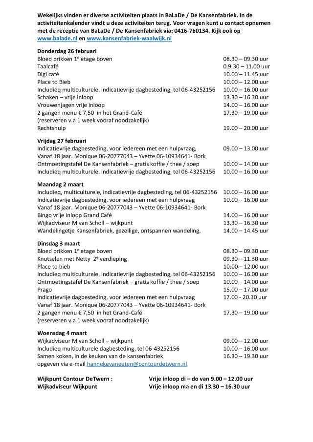 Week 26 februari tm 4 maart