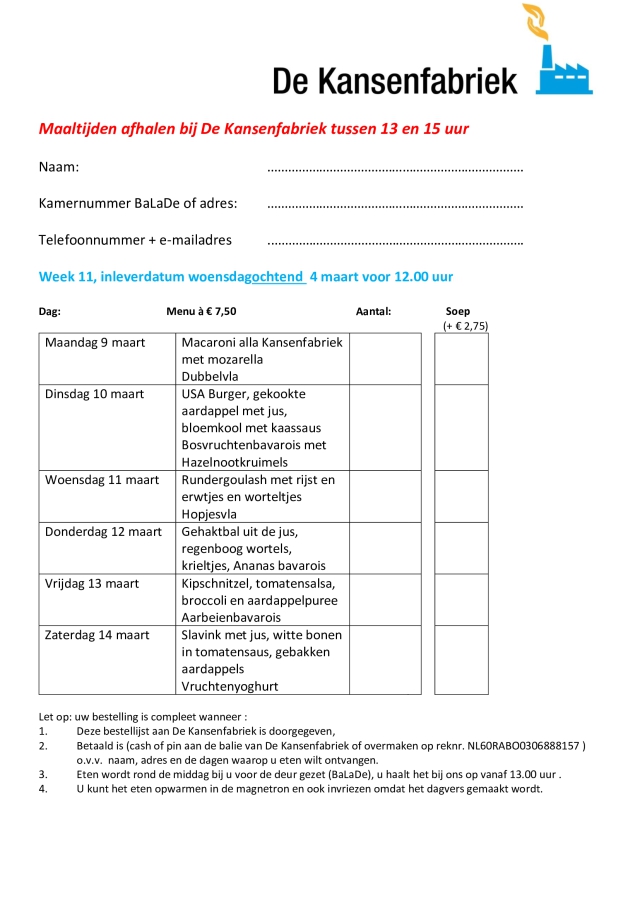 Bestellijst week 11 2026