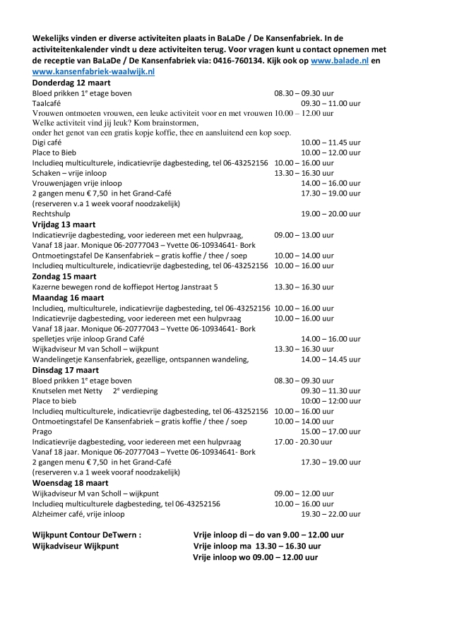 Week 12 tm 18 maart 2026