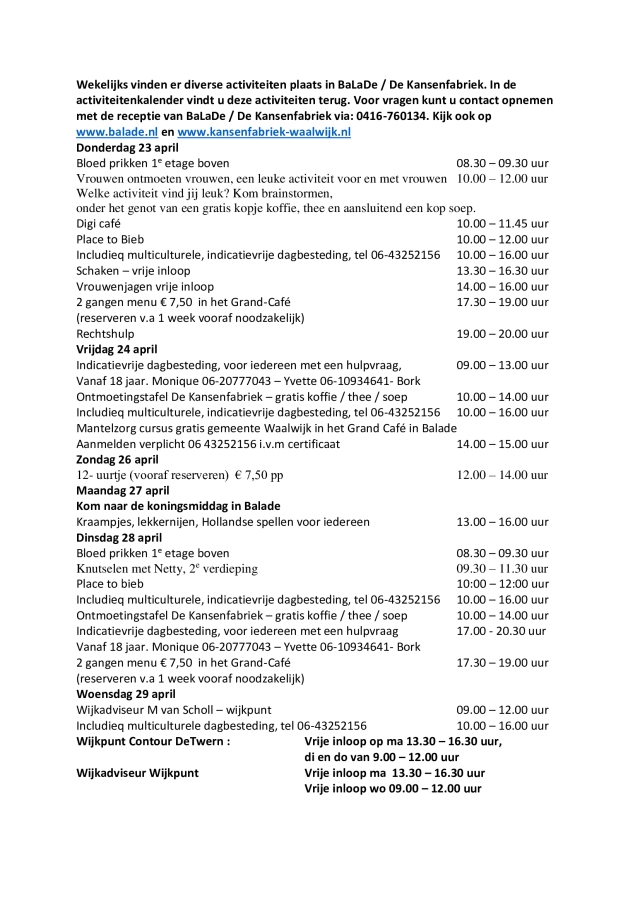 Week 23 april tm 22 april