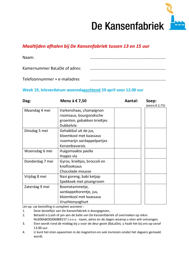 Bestellijst week 19 2026