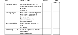 Weekmenu maaltijden week 29