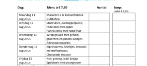 Weekmenu maaltijden week 33