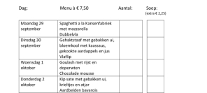 Weekmenu maaltijden week 40
