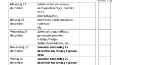 Weekmenu maaltijden week 52