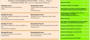 Dinsdag en donderdagavondmenus maart 2026