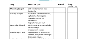 Weekmenu maaltijden week 17