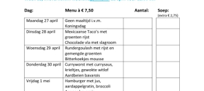 Weekmenu maaltijden week 18