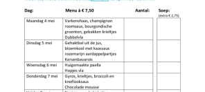Weekmenu maaltijden week 19