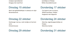 Dinsdag en donderdagavondmenus oktober 2024